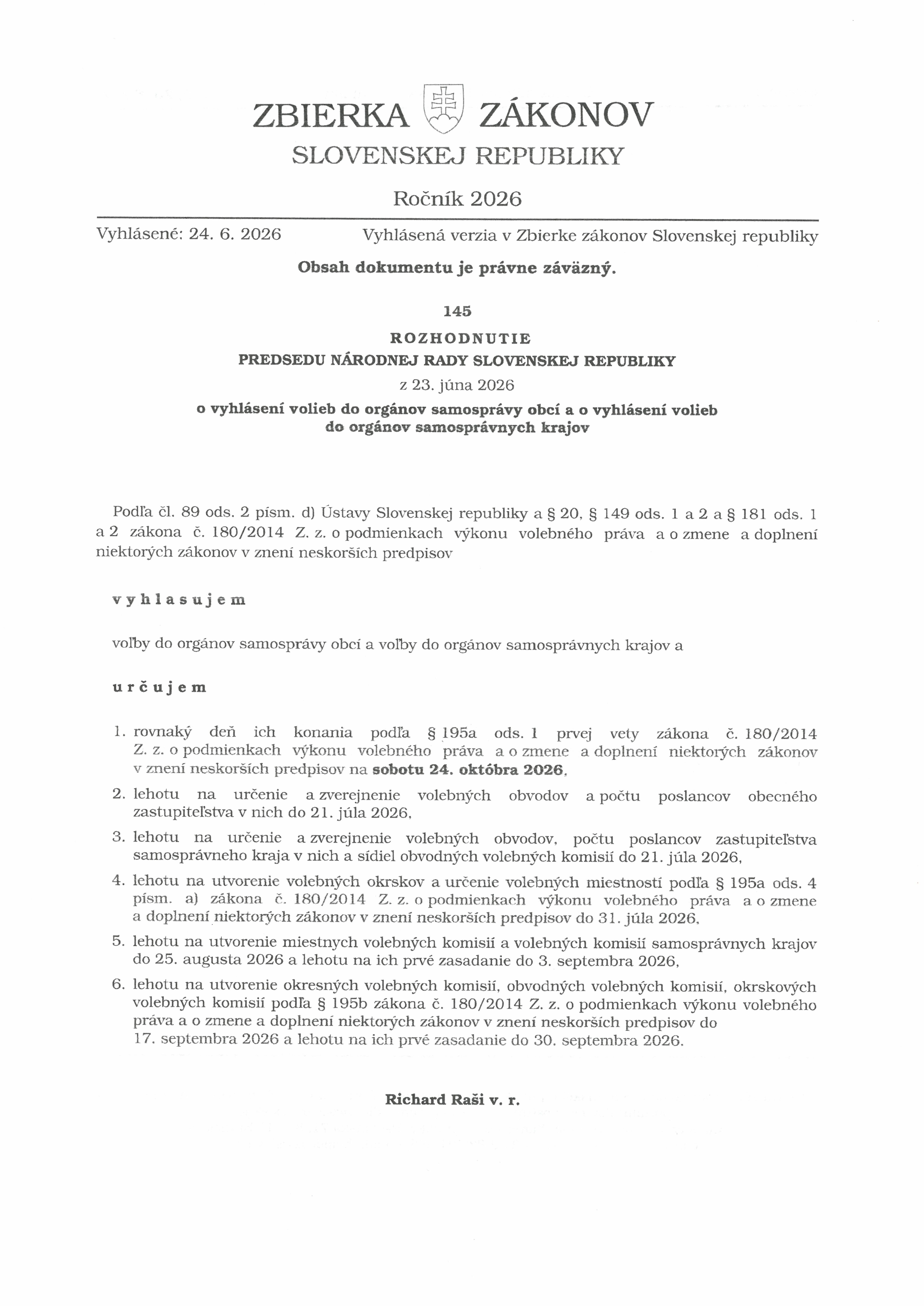 Rozhodnutie o vyhlásení volieb