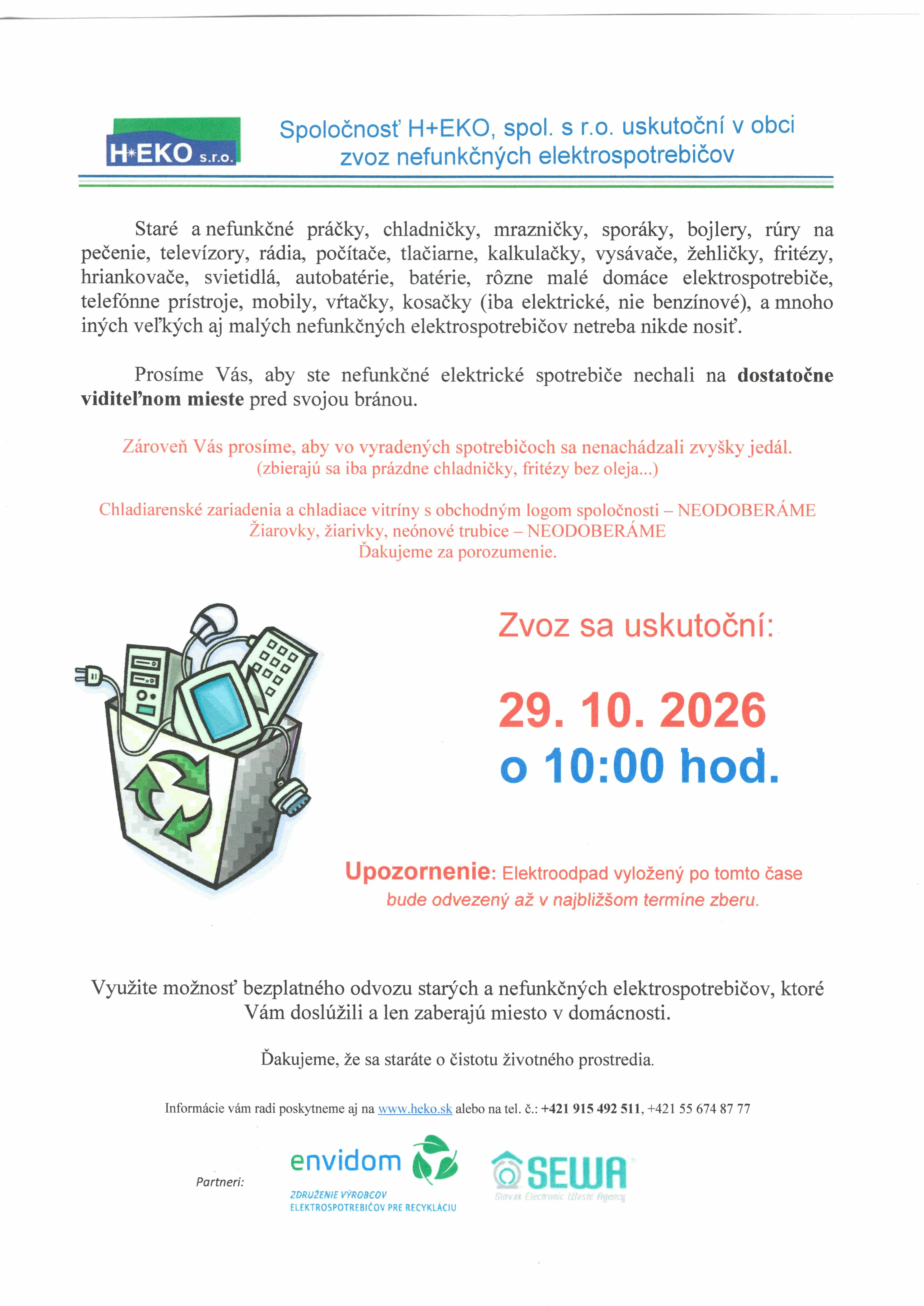 Zber elektroodpadu 29.10.2026